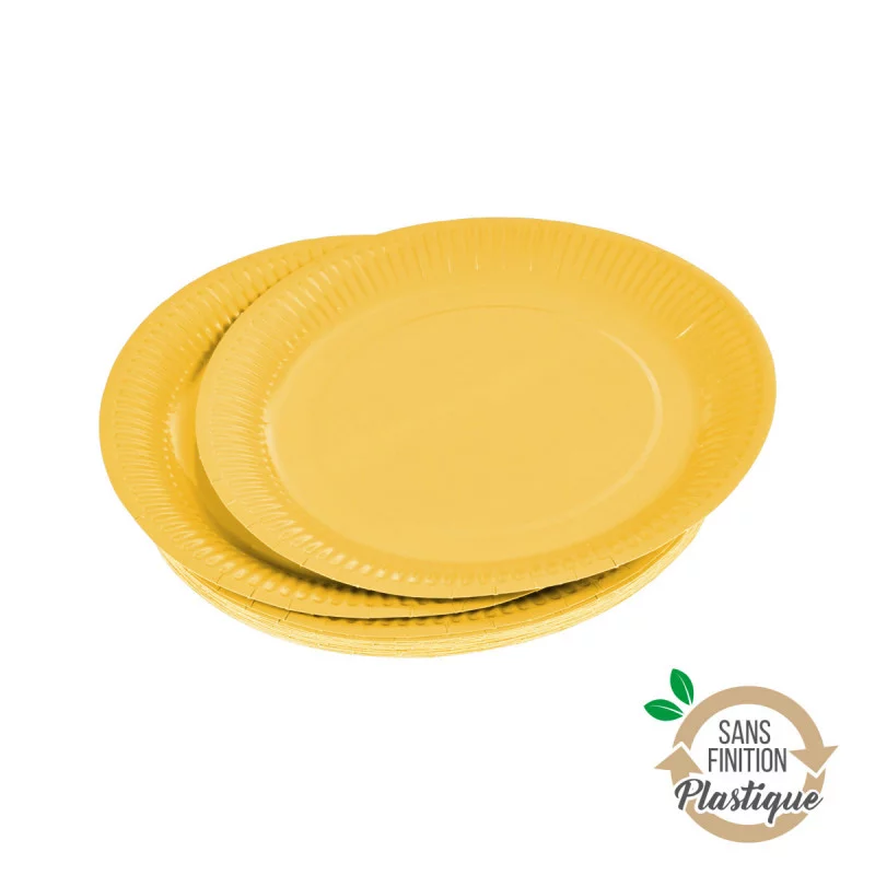 ASSIETTES X20 JAUNE MOUTARDE D18CM CARTO
