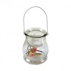 PHOTOPHORE EN VERRE FLEURS SECHEES + ANS