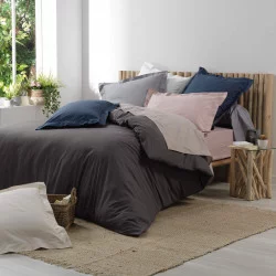PERCALE DRAP HOUSSE ANTHRACITE 180x200CM