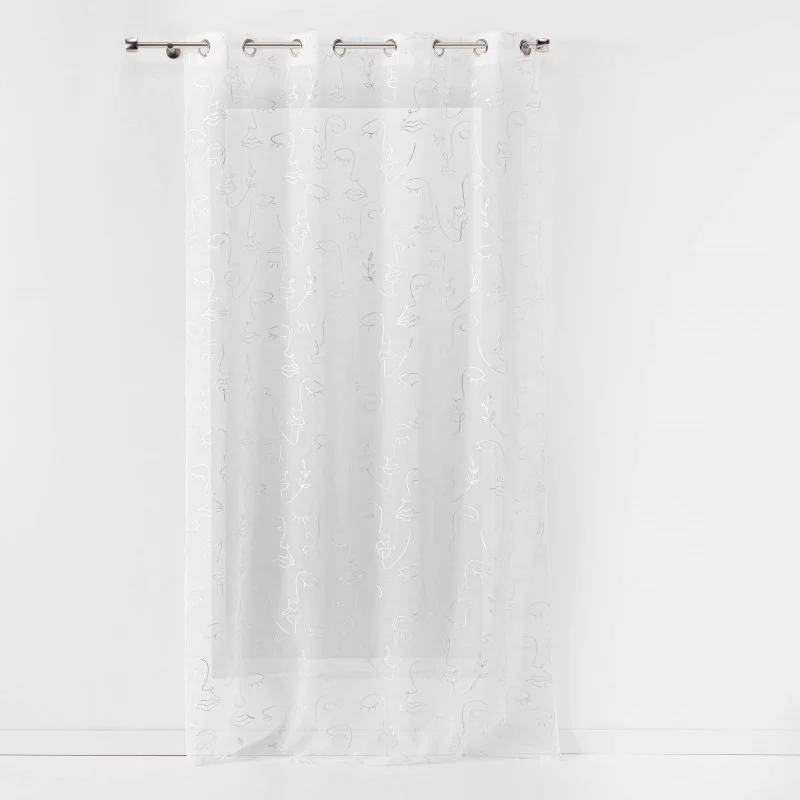 VOILE ARTY LINE BLANC ARGENT 140x240 CM