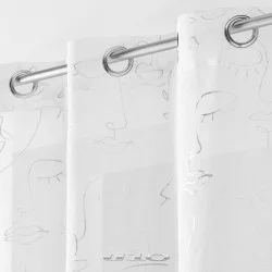 VOILE ARTY LINE BLANC ARGENT 140x240 CM