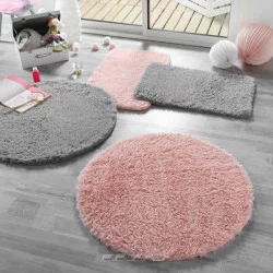 TAPIS QUEENY GRIS ROND D90 CM IMITATION