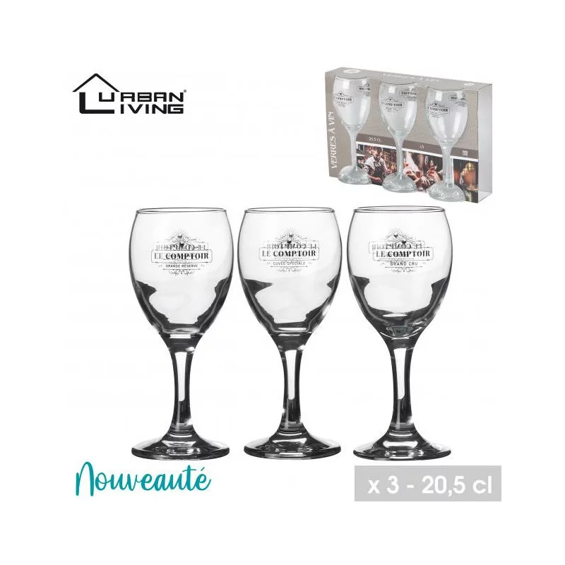 VERRE A VIN DECOR BISTROT X3