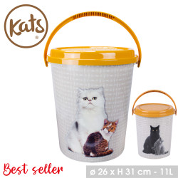 SEAU A CROQUETTE CHAT AVEC COUVERCLE HER