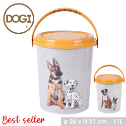 SEAU À CROQUETTE CHIEN AVEC COUVERCLE HERMÉTIQUE 11L