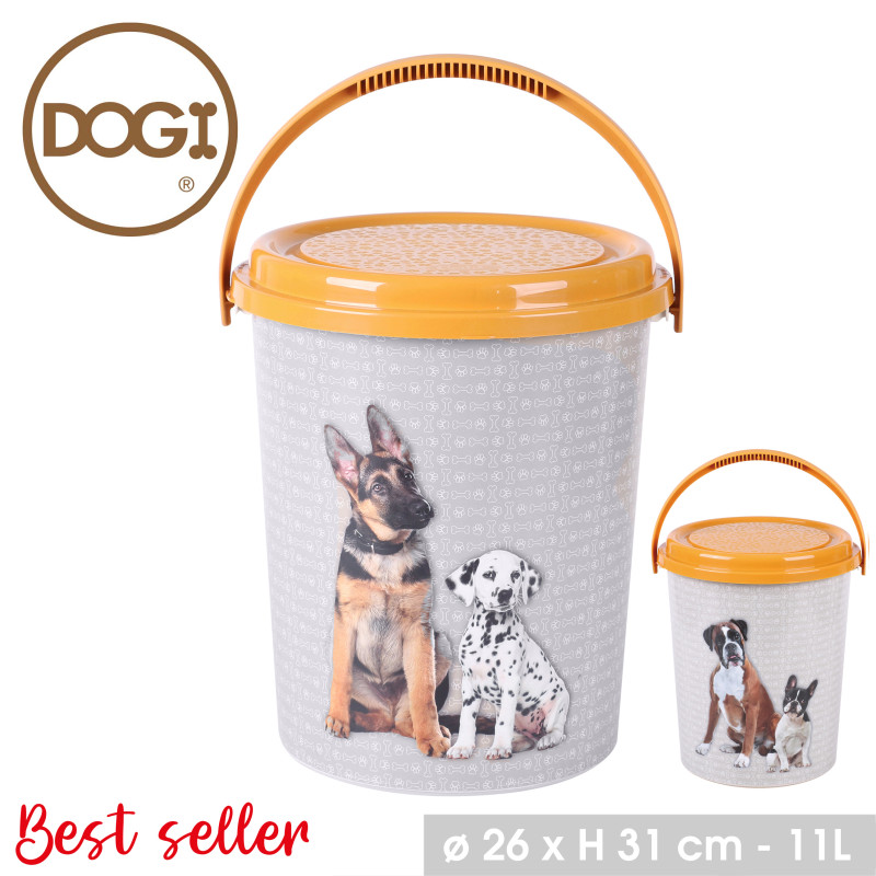 SEAU À CROQUETTE CHIEN AVEC COUVERCLE HERMÉTIQUE 11L