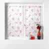 PAIRE HOOPS ROUGE 2x60x160CM VOILE SABLE BRODE DROITE PASSE TRINGLE
