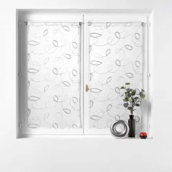 PAIRE HOOPS GRIS 2x60x160CM VOILE SABLE BRODE DROITE PASSE TRINGLE