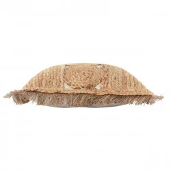 COUSSIN DIMELO JUTE UNI COTON UNI DÉHOUSSABLE FRANGES 45x45cm