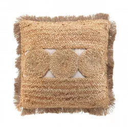 COUSSIN DIMELO JUTE UNI COTON UNI DÉHOUSSABLE FRANGES 45x45cm