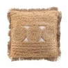 COUSSIN DIMELO JUTE UNI COTON UNI DÉHOUSSABLE FRANGES 45x45cm