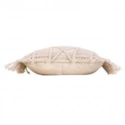 COUSSIN MACRALINA COTON MACRAMÉ DÉHOUSSABLE FRANGES 40x40cm