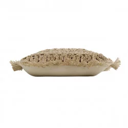 COUSSIN DELIJUTE JUTE UNI DÉHOUSSABLE FRANGES 45x45cm