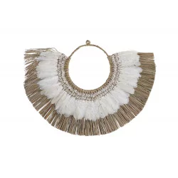 DÉCORATION ETHNIQUE PLUMES 70X3X50 PAILL