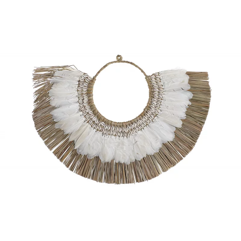 DÉCORATION ETHNIQUE PLUMES 70X3X50 PAILL