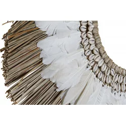 DÉCORATION ETHNIQUE PLUMES 70X3X50 PAILL