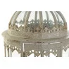 LANTERNE MÉTAL VIEILLI GRIS VERRE D35xH62cm