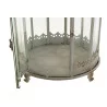 LANTERNE MÉTAL VIEILLI GRIS VERRE D35xH62cm
