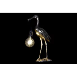 LAMPE HÉRON DORÉ EN RÉSINE 28x13x48cm