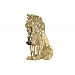 LAMPE LION DORÉ MÉTAL ET RÉSINE 31,5x18x35,5cm