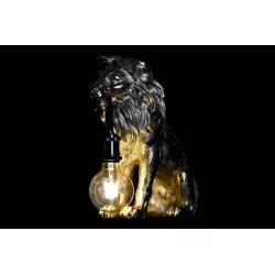 LAMPE LION DORÉ MÉTAL ET RÉSINE 31,5x18x35,5cm
