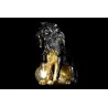 LAMPE LION DORÉ MÉTAL ET RÉSINE 31,5x18x35,5cm