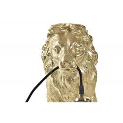 LAMPE LION DORÉ MÉTAL ET RÉSINE 31,5x18x35,5cm