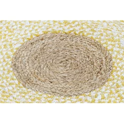 TAPIS ROND JAUNE ET BLANC EN COTON ET JUTE D120x1cm 2300 GSM