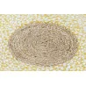 TAPIS ROND JAUNE ET BLANC EN COTON ET JUTE D120x1cm 2300 GSM