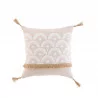 COUSSIN BAHINA BLANC POMPONS 40x40cm POLYCOTON IMPRIMÉ ET JUTE DÉHOUSSABLE
