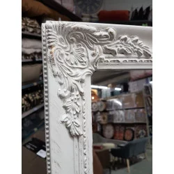 MIROIR PSYCHÉ BLANC PATINÉ AVEC MOULURES