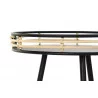 PETITE TABLE METAL RONDE NOIRE ET ROTIN D47x61cm