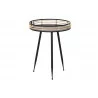 PETITE TABLE METAL RONDE NOIRE ET ROTIN D47x61cm