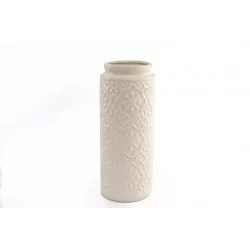 VASE CÉRAMIQUE CRÈME GRAVÉ D10xH24cm