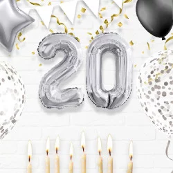 BALLON METALLIQUE 2 ARGENT 35CM