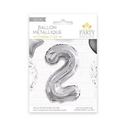 BALLON METALLIQUE 2 ARGENT 35CM