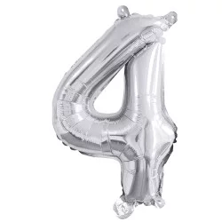 BALLON METALLIQUE 4 ARGENT 35CM