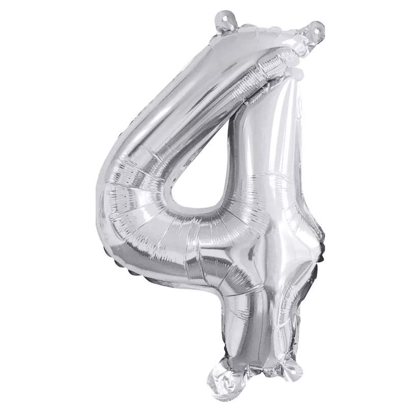 BALLON METALLIQUE 4 ARGENT 35CM