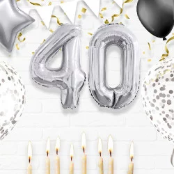 BALLON METALLIQUE 4 ARGENT 35CM