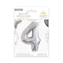 BALLON METALLIQUE 4 ARGENT 35CM