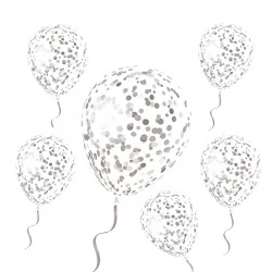 SACHET 6 BALLONS CONFETTIS ARGENTE