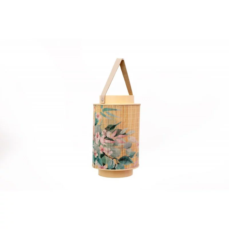 LANTERNE BAMBOU FLEURS DE CERISIER 15X25