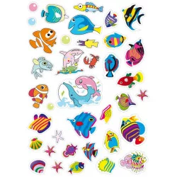 GOMMETTES POISSONS DE 1,5 A 4,5 CM X 74