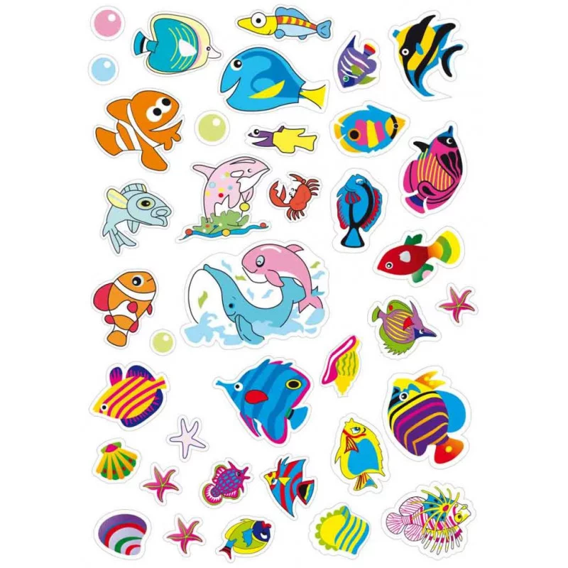 GOMMETTES POISSONS DE 1,5 A 4,5 CM X 74
