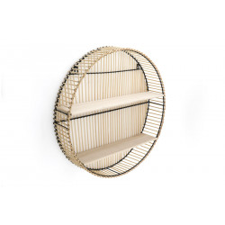 ÉTAGÈRE RONDE MURALE EN ROTIN D41cm