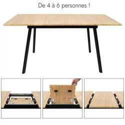 TABLE EXTENSIBLE BOIS PIED NOIR