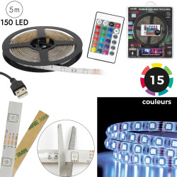RUBAN RGB 150 LED 500CM TELECOMMANDE