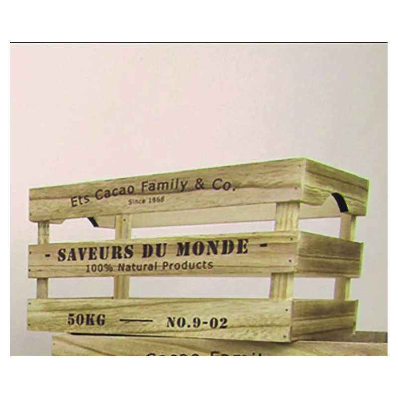 CAISSE EN BOIS SAVEURS DU MONDE XL 37x27xH20cm