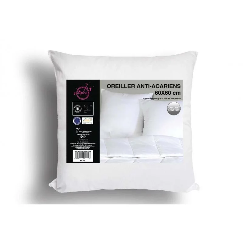 OREILLER CONFORT ANTI-ACARIEN 60X60CM OREILLER CONFORT ANTI-ACARIEN 60X60CM