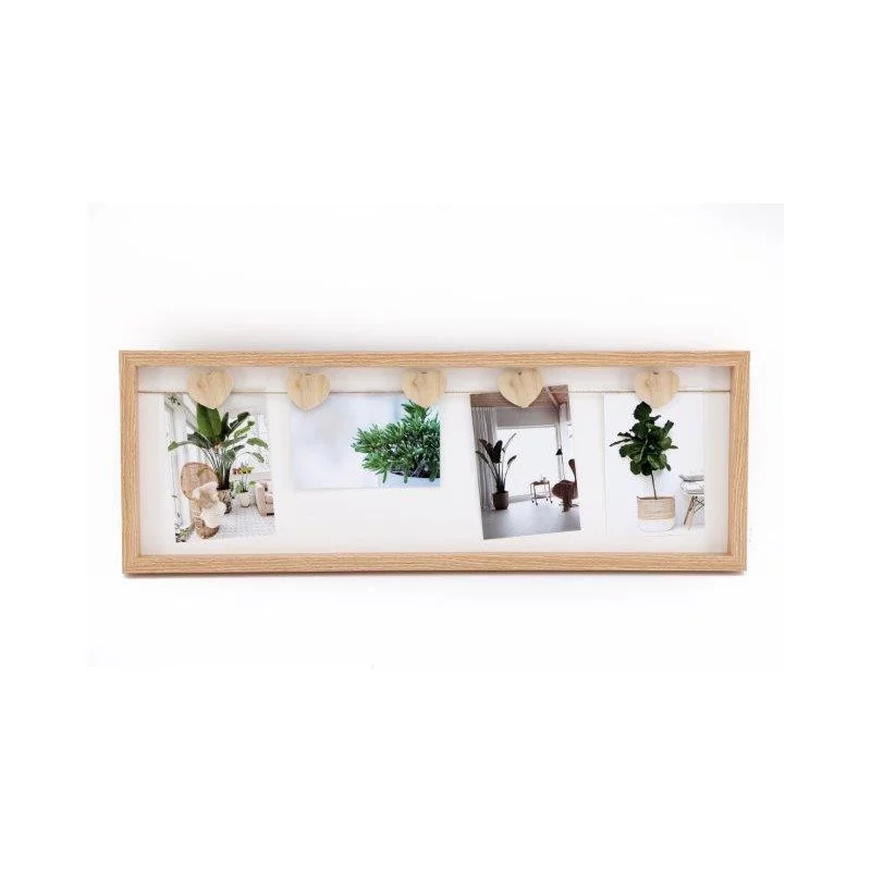 CADRE PHOTO AVEC 5 PINCES COEURS 10X15CM